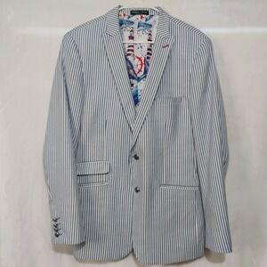 Paisley & Gray Mens 42R Slim Fit Blazer Blue White Striped Nautical Lining
